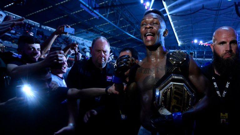 Israel Adesanya after winning the UFC Middleweight Championship