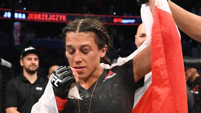 Joanna Jedrzejczyk after defeating Michelle Waterson