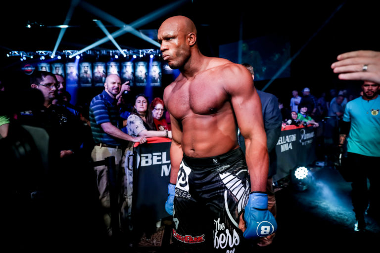 Linton Vassell makes the walk to the Bellator cage