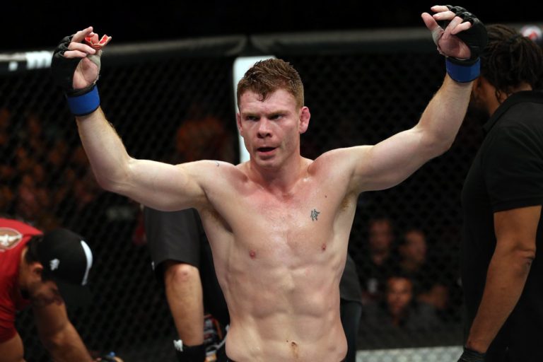 Paul Felder celebrates following his UFC victory
