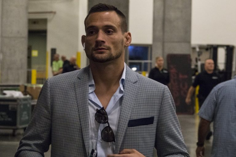 James Krause walks into the UFC Lincoln arena