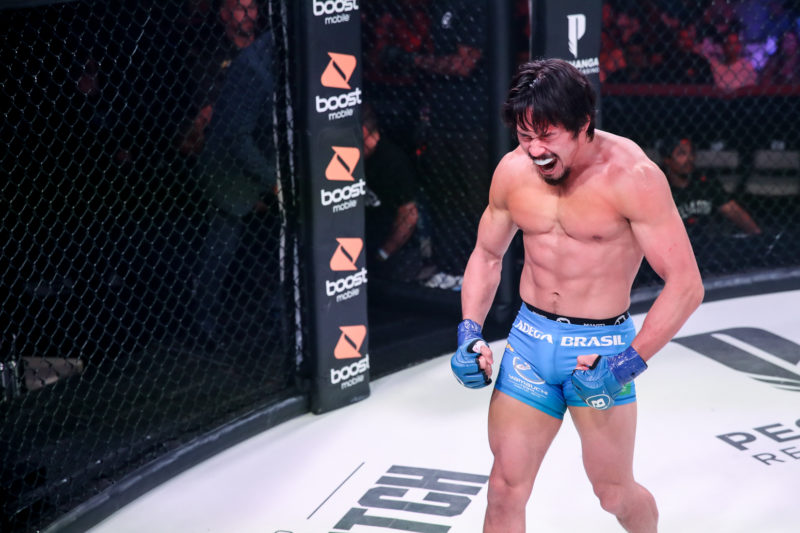 Goiti Yamauchi reacts during his bout with Saad Awad (Bellator MMA)