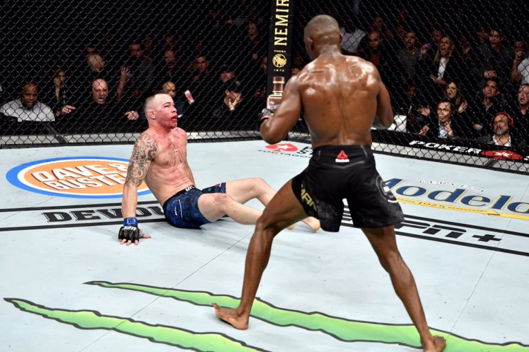Kamaru Usman drops Colby Covington at UFC 245