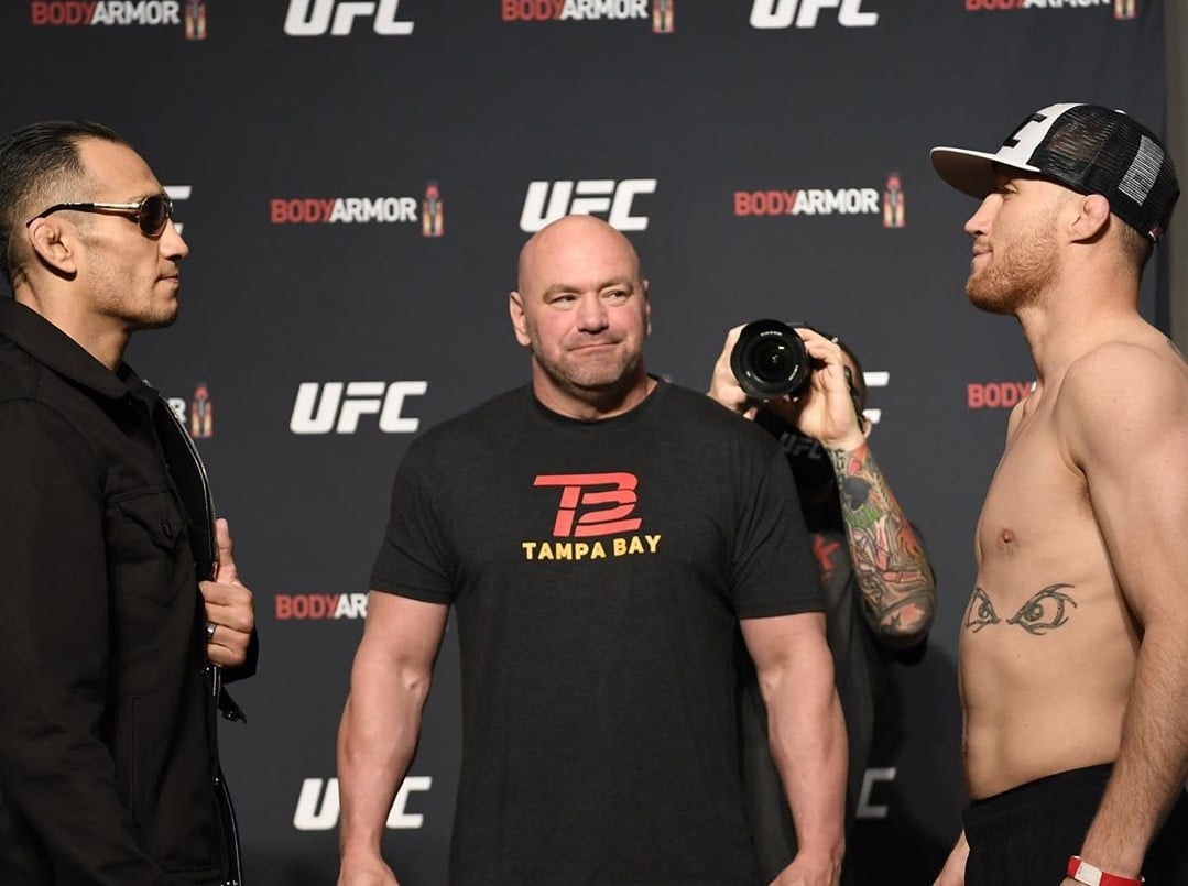 Tony Ferguson and Justin Gaethje before UFC 249