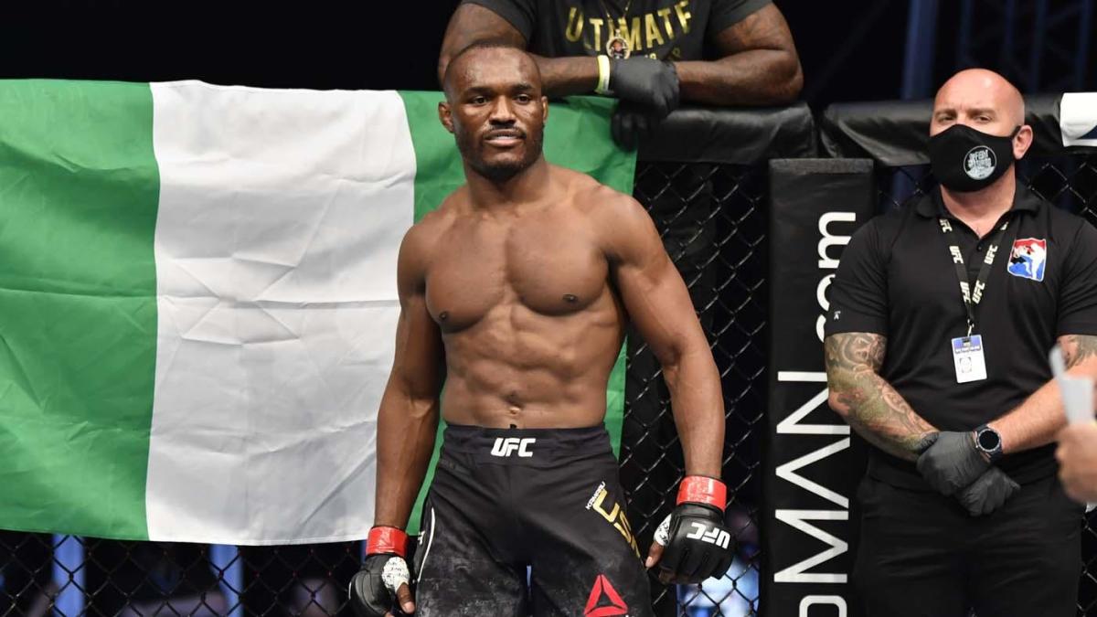 Kamaru Usman prepares to fight Jorge Masvidal in their UFC welterweight championship fight during the UFC 251 event (Zuffa LLC)