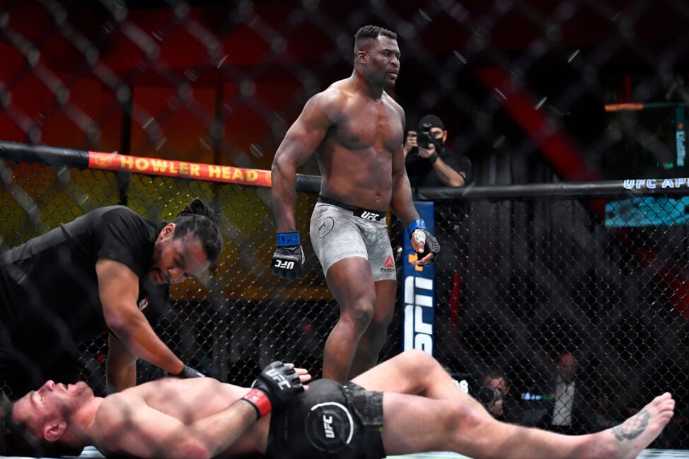 What happened to Francis Ngannou? 3 Francis Ngannou knocks out Stipe Miocic (Zuffa LLC)