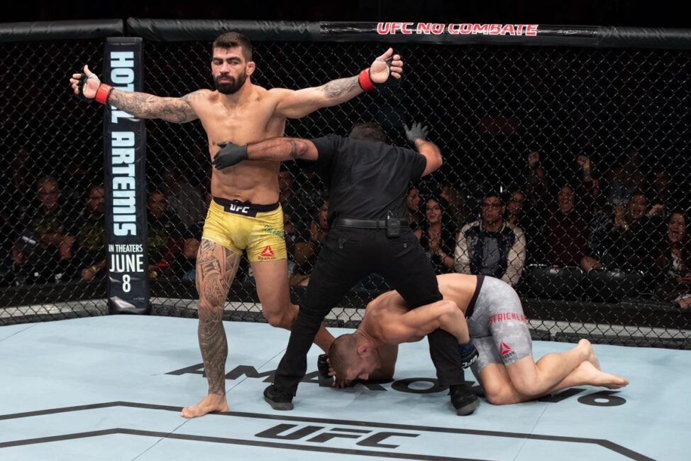 Elizeu Zaleski dos Santos records a stoppage win in the UFC (Zuffa LLC)