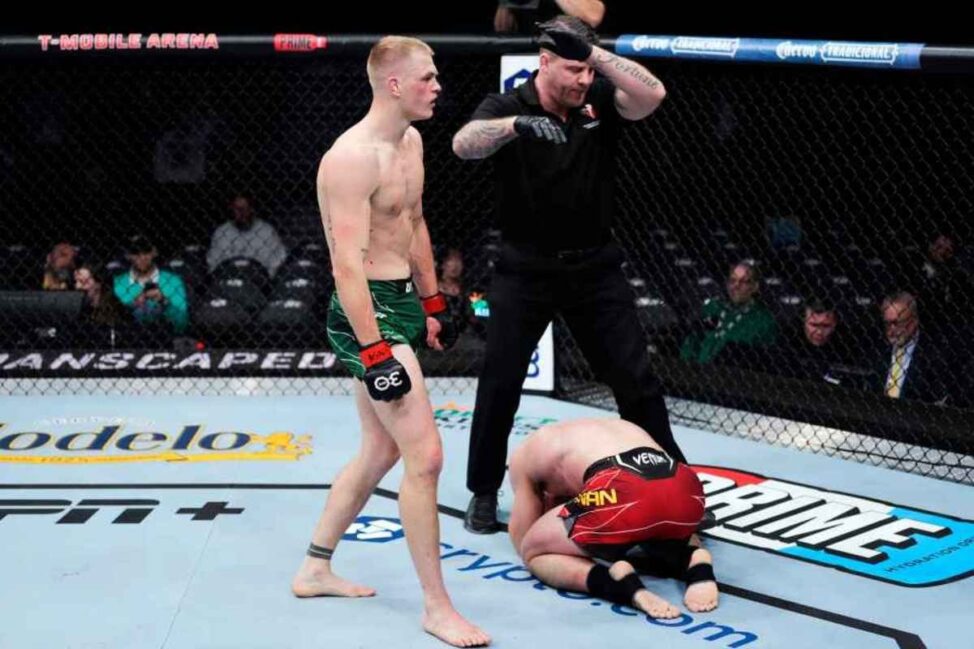 Ian Garry reacts to a UFC win