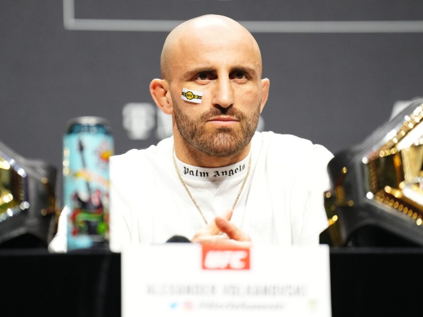 Alexander Volkanovski at the UFC 290 press conference (Zuffa LLC)