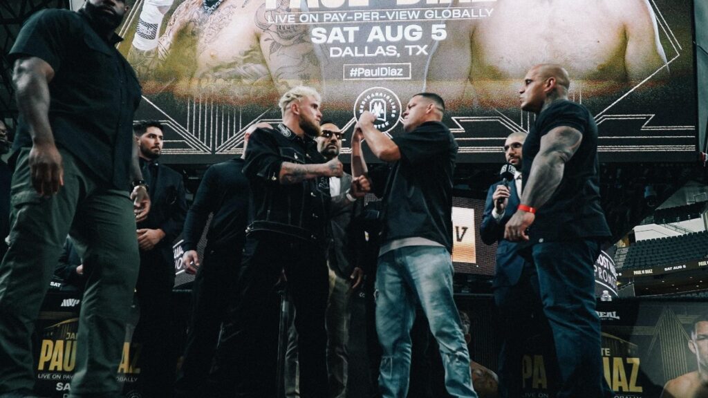 Jake Paul vs. Nate Diaz faceoff (Noah Red & Alexis Contreras)
