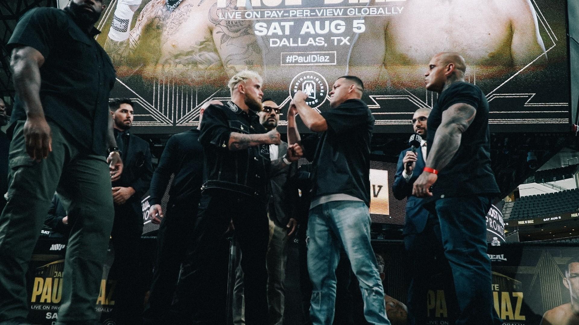 Jake Paul vs. Nate Diaz faceoff (Noah Red & Alexis Contreras)