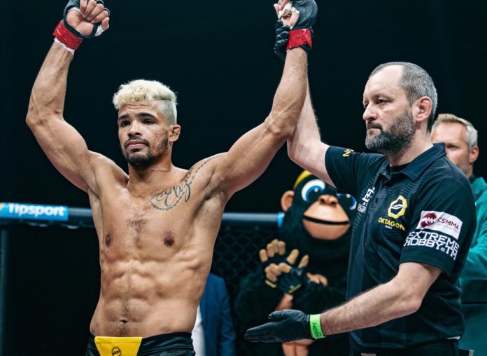 Kaik Brito celebrates a Oktagon MMA victory (Oktagon)