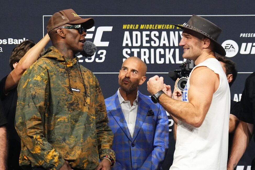 Israel Adesanya vs. Sean Strickland faceoff before UFC 293