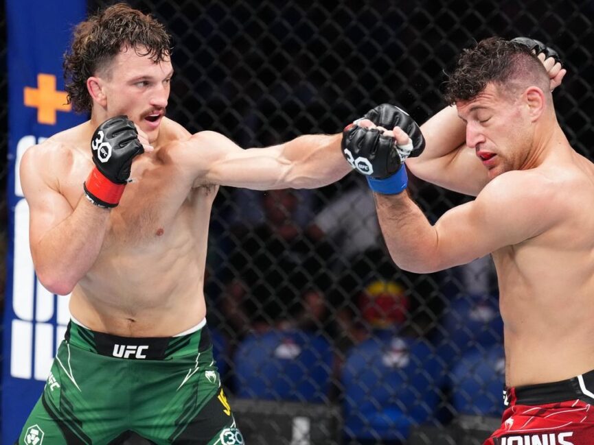 Jack Jenkins lands a left hand (Zuffa LLC)
