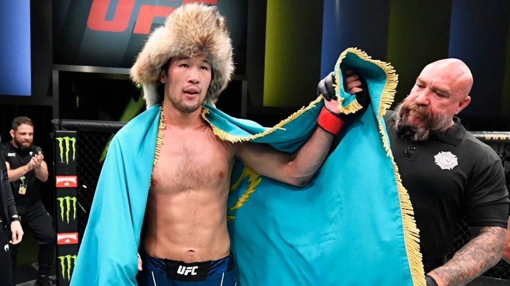 Shavkat Rakhmonov celebrates a UFC victory