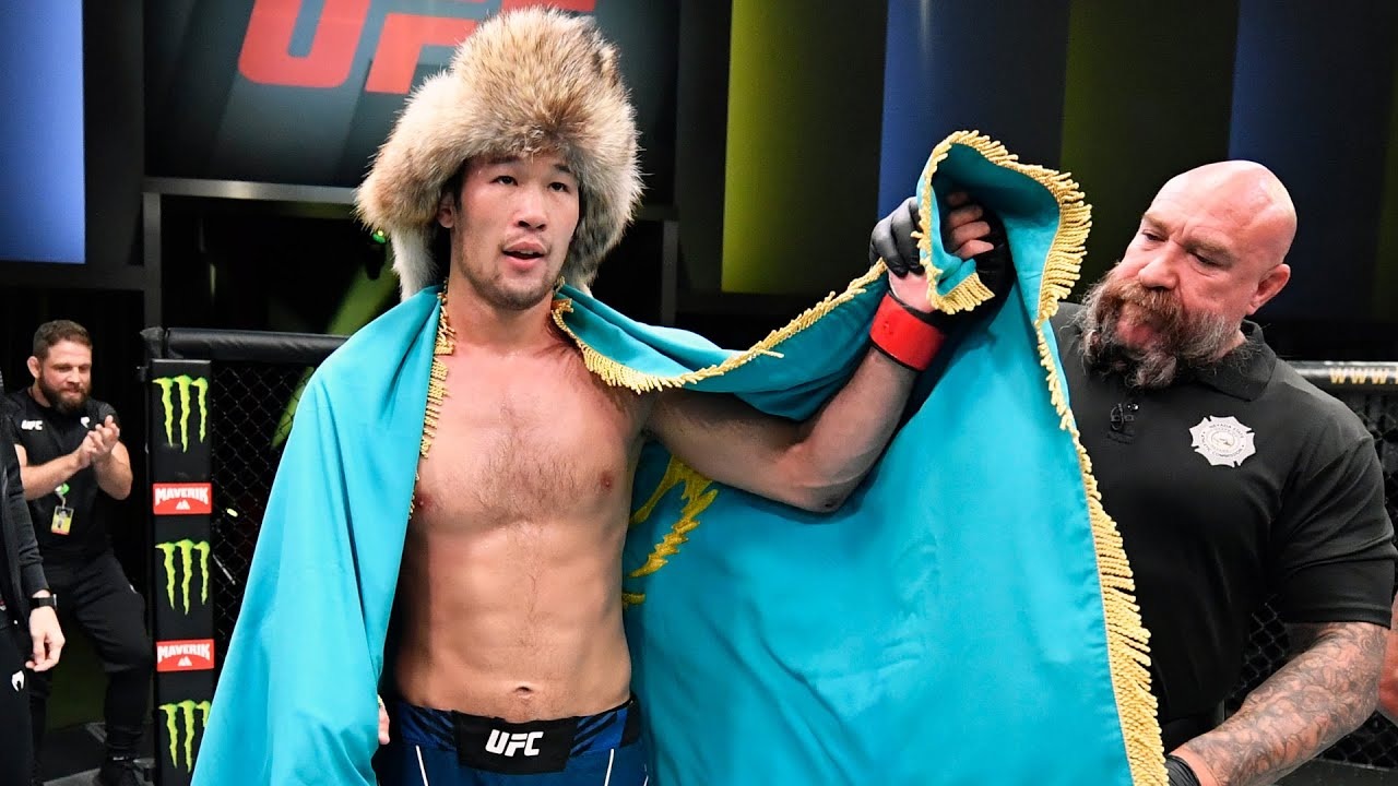Shavkat Rakhmonov celebrates a UFC victory