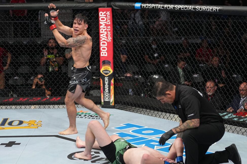Ricky Simon celebrates his UFC win
